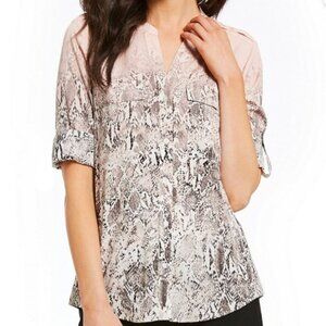 Calvin Klein Animal Print Button-Up Blouse